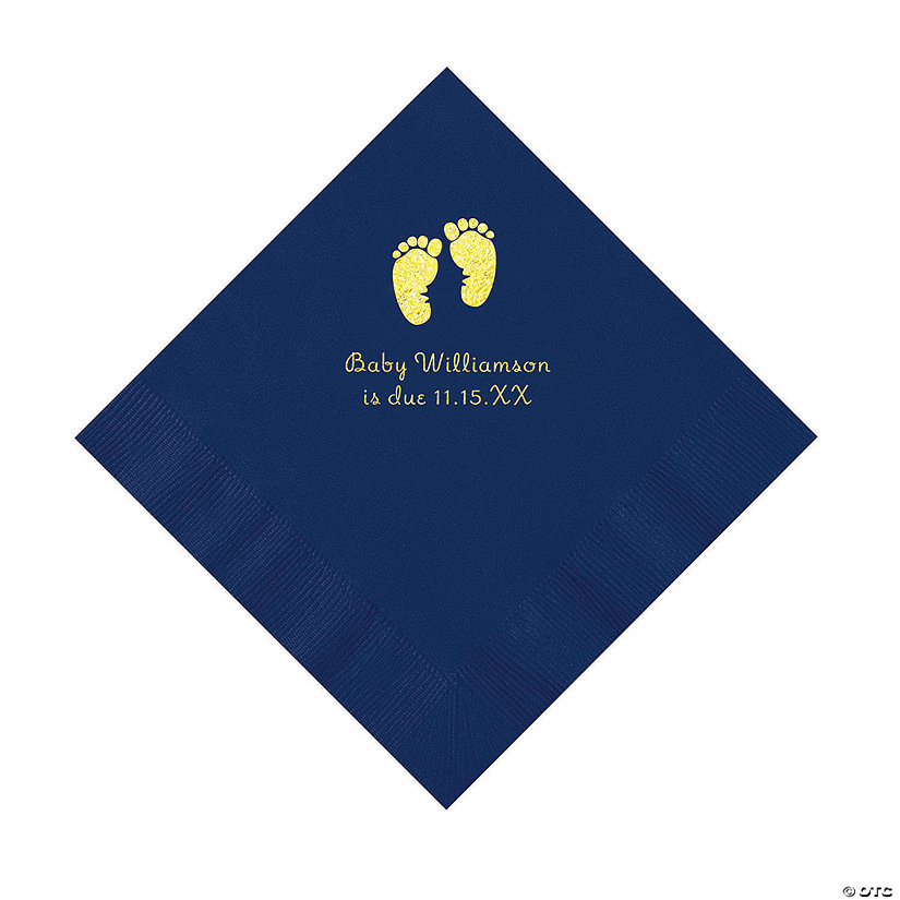 Navy Baby Feet Personalized Napkins with Gold Foil - 50 Pc. Luncheon Image Thumbnail