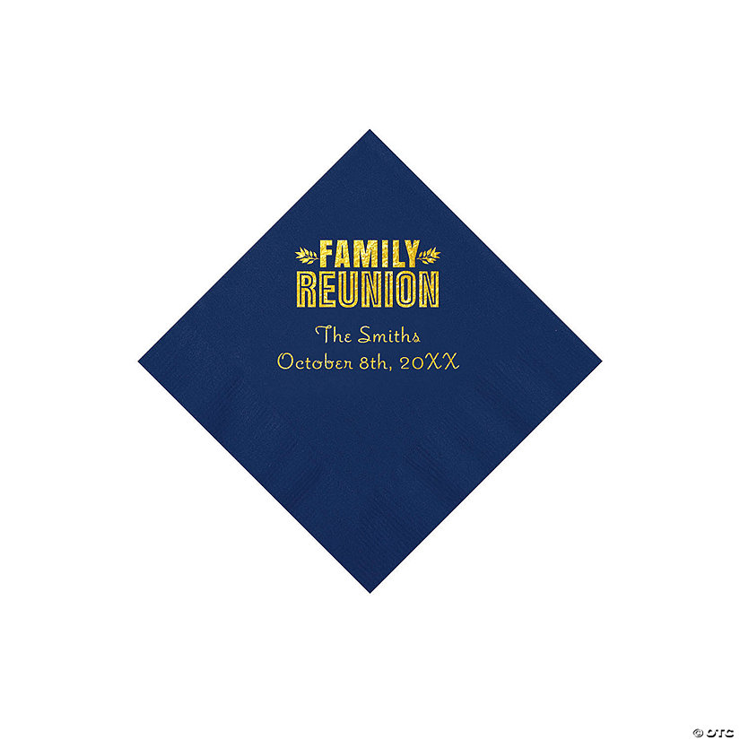 Navy Blue Family Reunion Personalized Napkins with Gold Foil - 50 Pc. Beverage Image Thumbnail