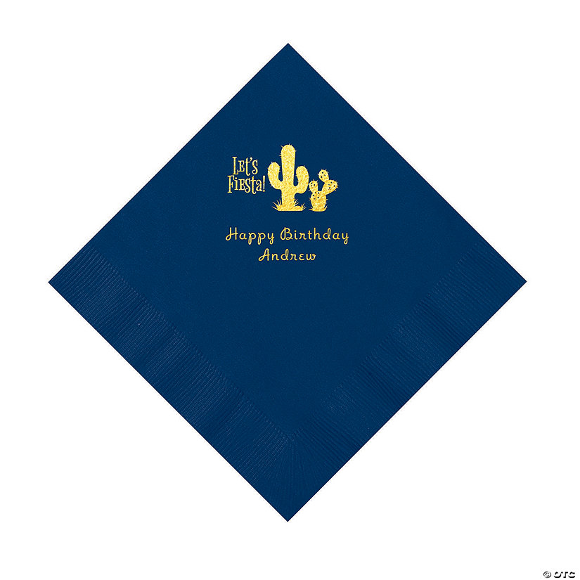 Navy Blue Fiesta Personalized Napkins with Gold Foil - 50 Pc. Luncheon Image