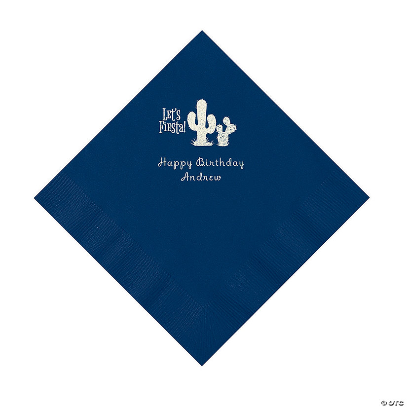 Navy Blue Fiesta Personalized Napkins with Silver Foil - 50 Pc. Luncheon Image