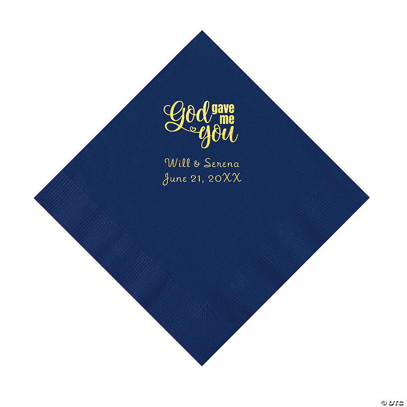 Navy Blue God Gave Me You Personalized Napkins with Gold Foil - Luncheon Image Thumbnail