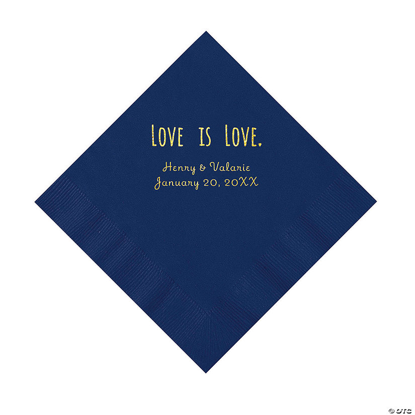 Navy Love is Love Personalized Napkins with Gold Foil - Luncheon Image Thumbnail