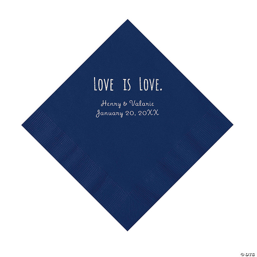 Navy Love is Love Personalized Napkins with Silver Foil - Luncheon Image Thumbnail