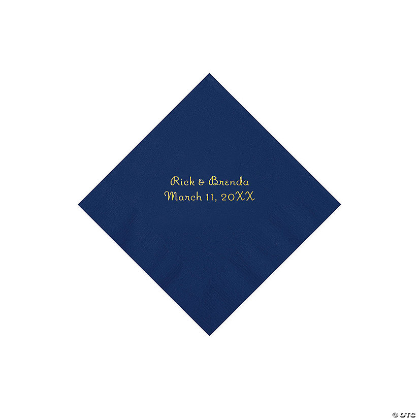 Navy Personalized Napkins with Gold Foil - Beverage Image Thumbnail
