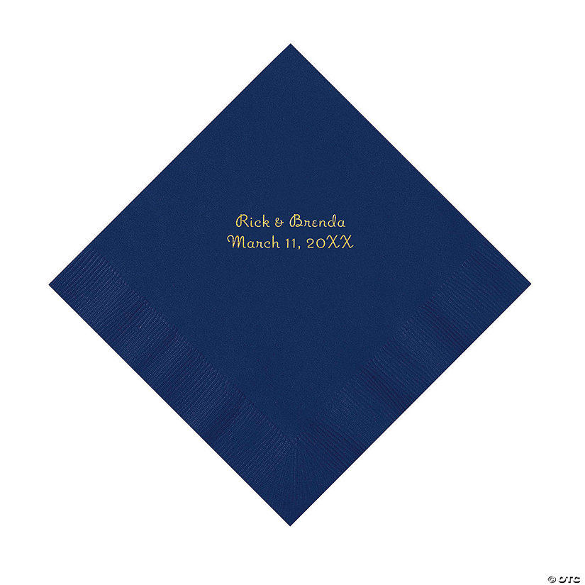Navy Personalized Napkins with Gold Foil Luncheon Oriental Trading