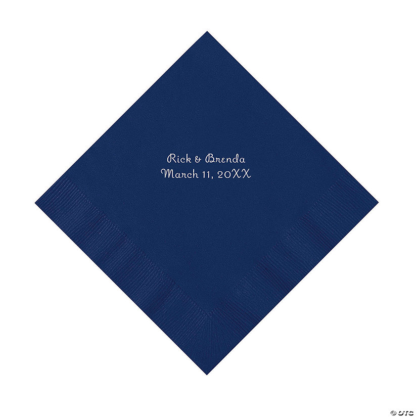Navy Personalized Napkins with Silver Foil Luncheon Oriental Trading