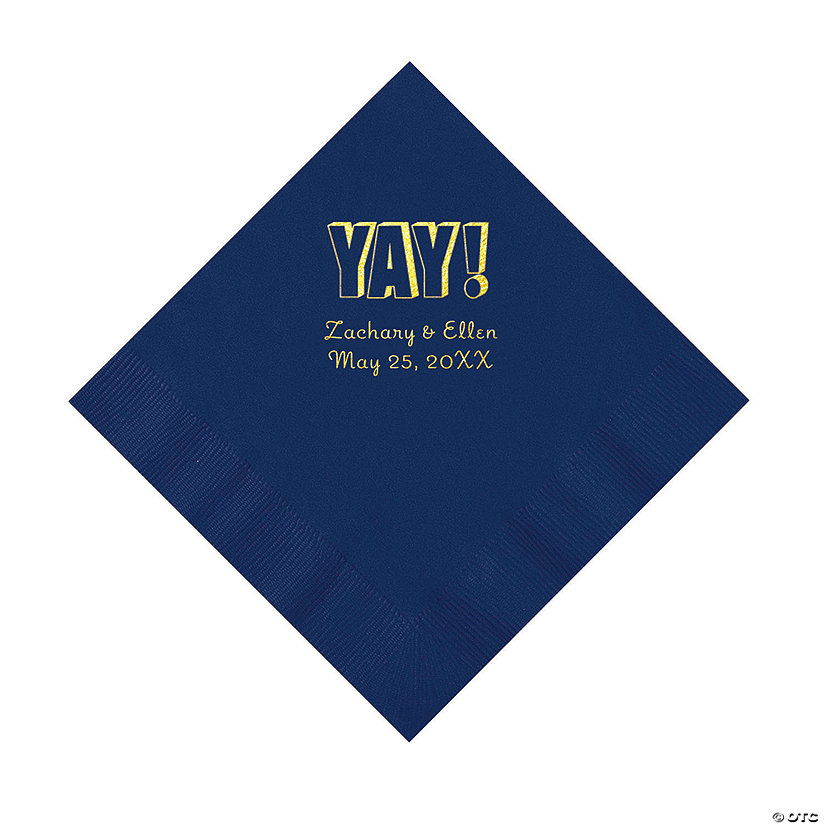 Navy Yay Personalized Napkins with Gold Foil - Luncheon Image Thumbnail