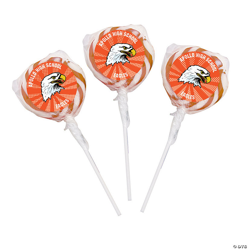 Orange Team Spirit Custom Photo Swirl Lollipops - 24 Pc. Image Thumbnail