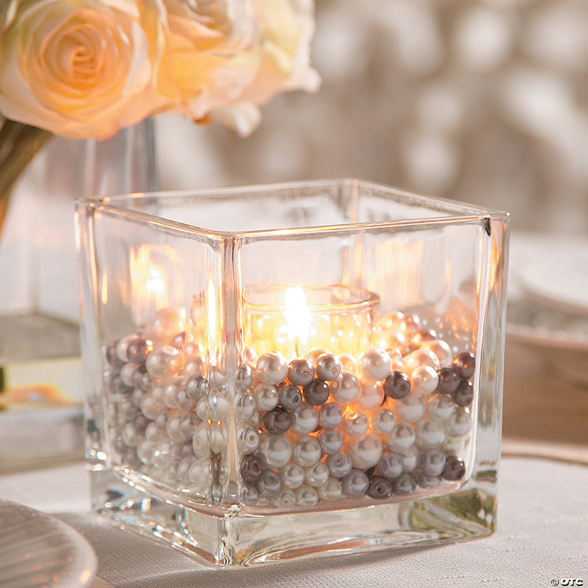 White Candle with Pearl Decor  Wedding centerpieces, Wedding