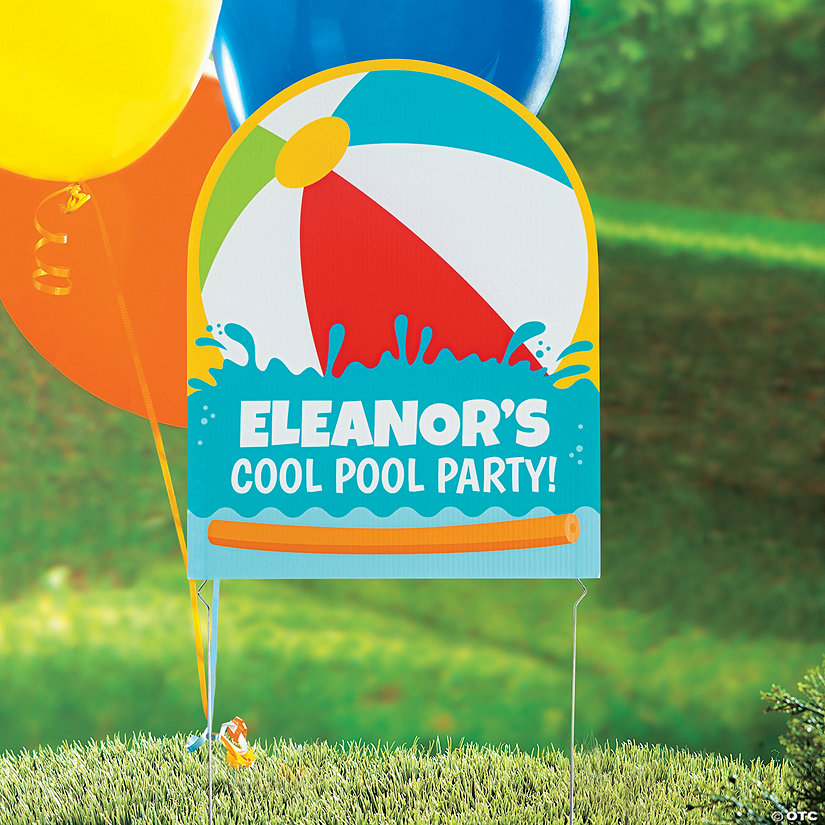 Personalized 16&quot; x 24&quot; Pool Party Yard Sign Image Thumbnail