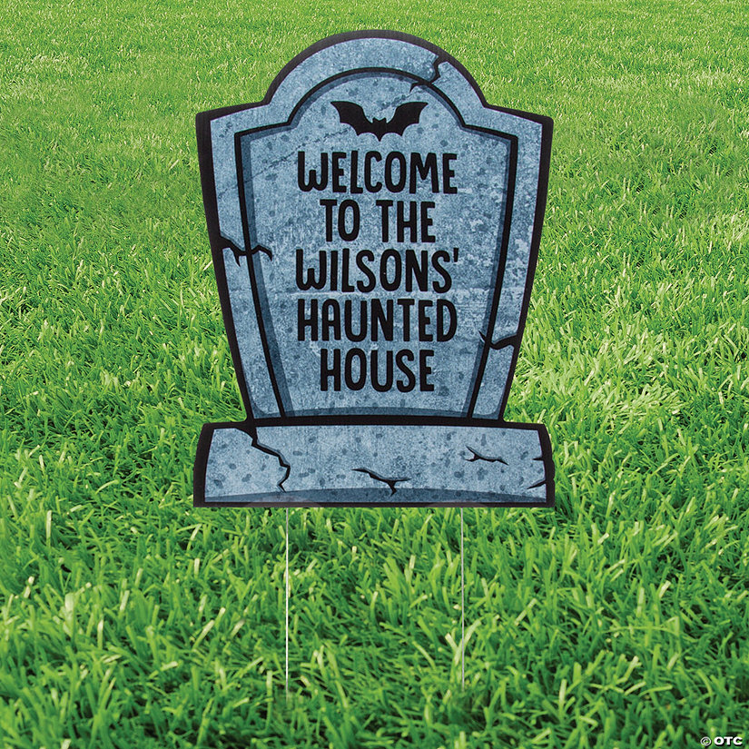 Personalized 16" x 24" Tombstone Yard Sign Halloween Decoration Image Thumbnail