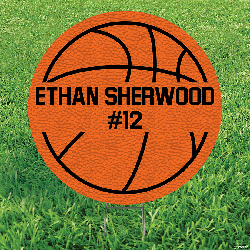Personalized 17" Basketball-Shaped Yard Sign Image Thumbnail