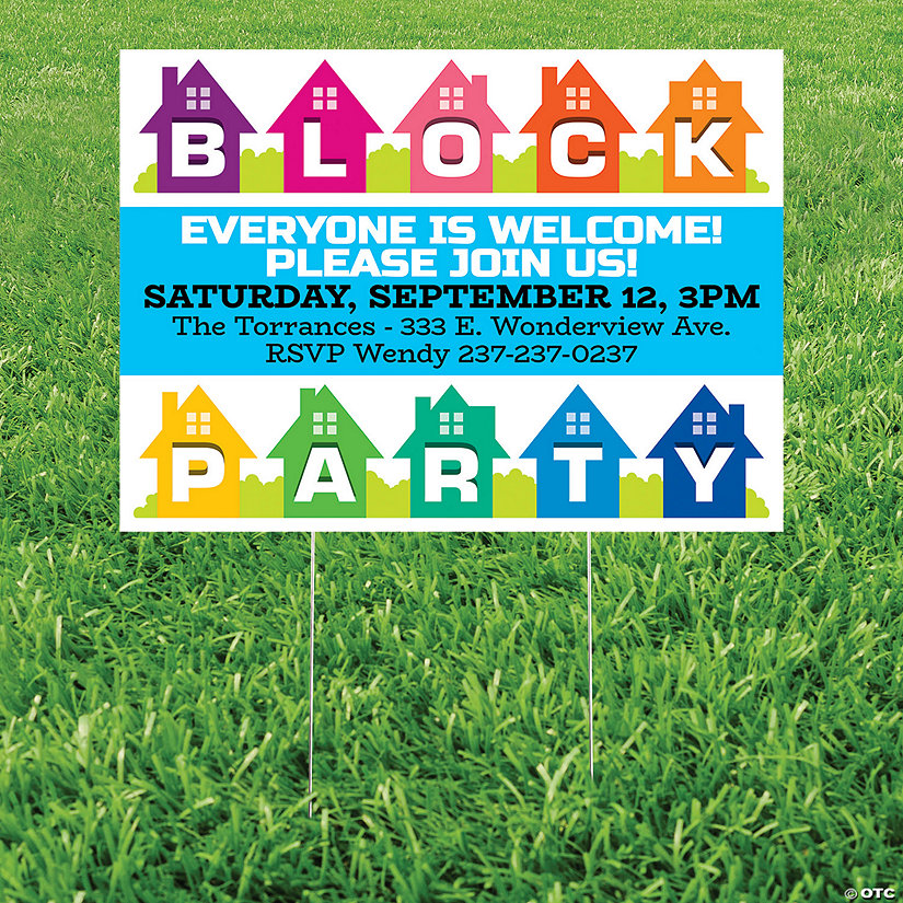 Personalized 22" x 16" Block Party Yard Sign Image Thumbnail