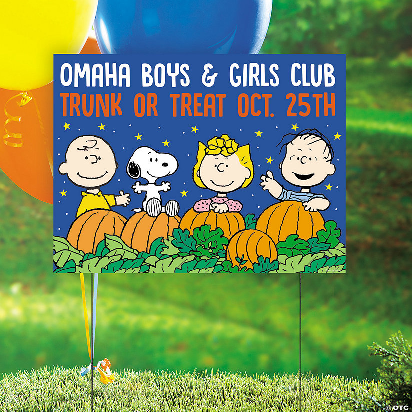 Personalized 22" x 16" Peanuts&#174; Halloween Trunk-or-Treat Yard Sign Image Thumbnail