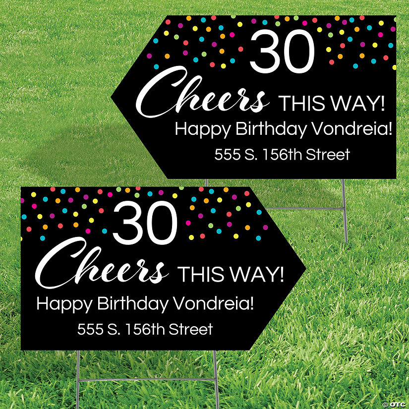 Personalized 24" x 13 3/4" Milestone Directional Party Yard Signs - 2 Pc. Image Thumbnail