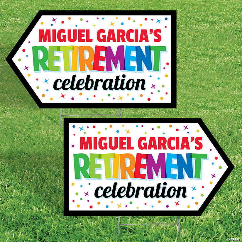 Personalized 24" x 13 3/4" Retirement Celebration Directional Yard Signs - 2 Pc. Image Thumbnail