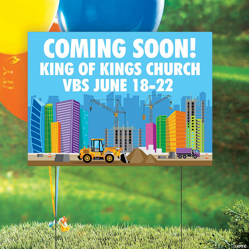 Personalized 24" x 16" Construction VBS Yard Sign Image Thumbnail