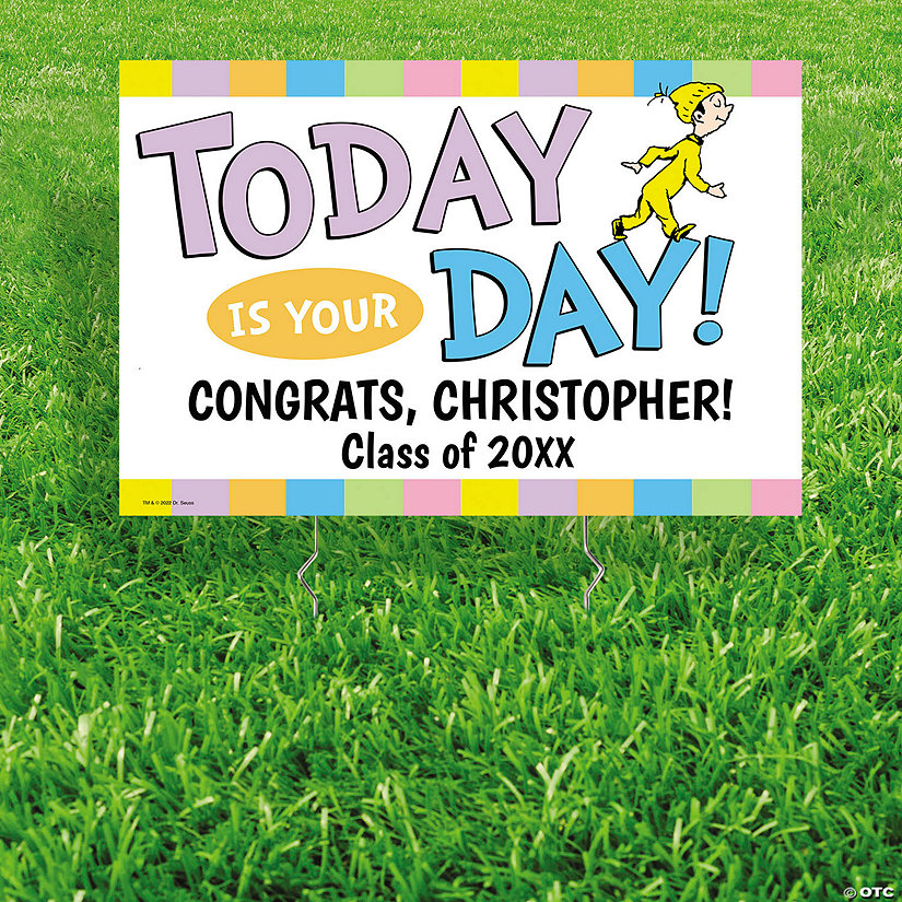 Personalized 24" x 16" Dr. Seuss&#8482; Oh, The Places You&#8217;ll Go Graduation Yard Sign Image Thumbnail