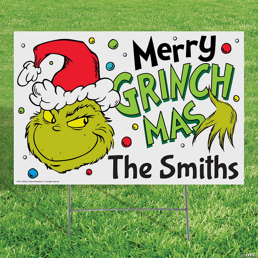 Personalized 24" x 16" Dr. Seuss&#8482; The Grinch Merry Grinchmas Yard Sign Image Thumbnail