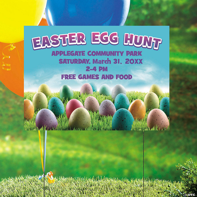 Personalized 24" x 16" Easter Egg Hunt Yard Sign Image