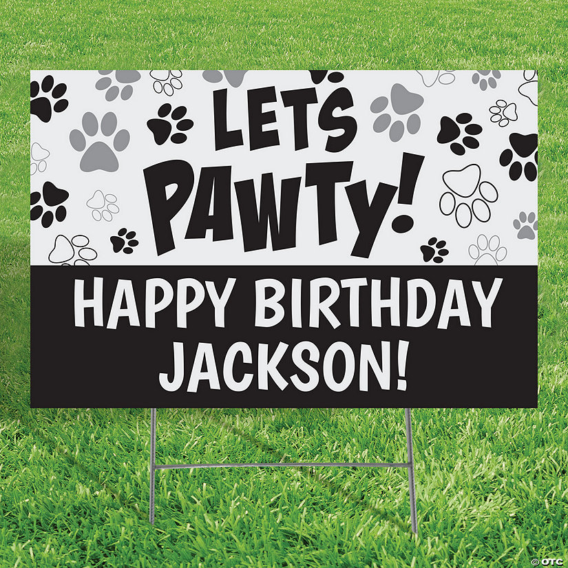 Personalized 24&quot; x 16&quot; Paw Print Party Yard Sign Image Thumbnail