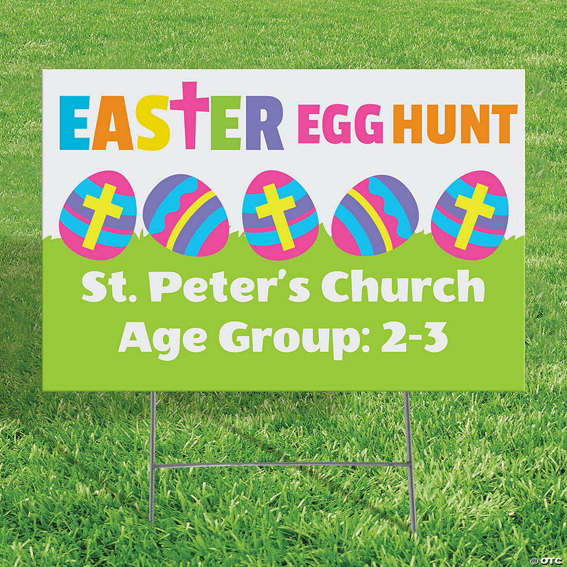 Personalized 24" x 16" Religious Easter Egg Hunt Yard Sign Image Thumbnail