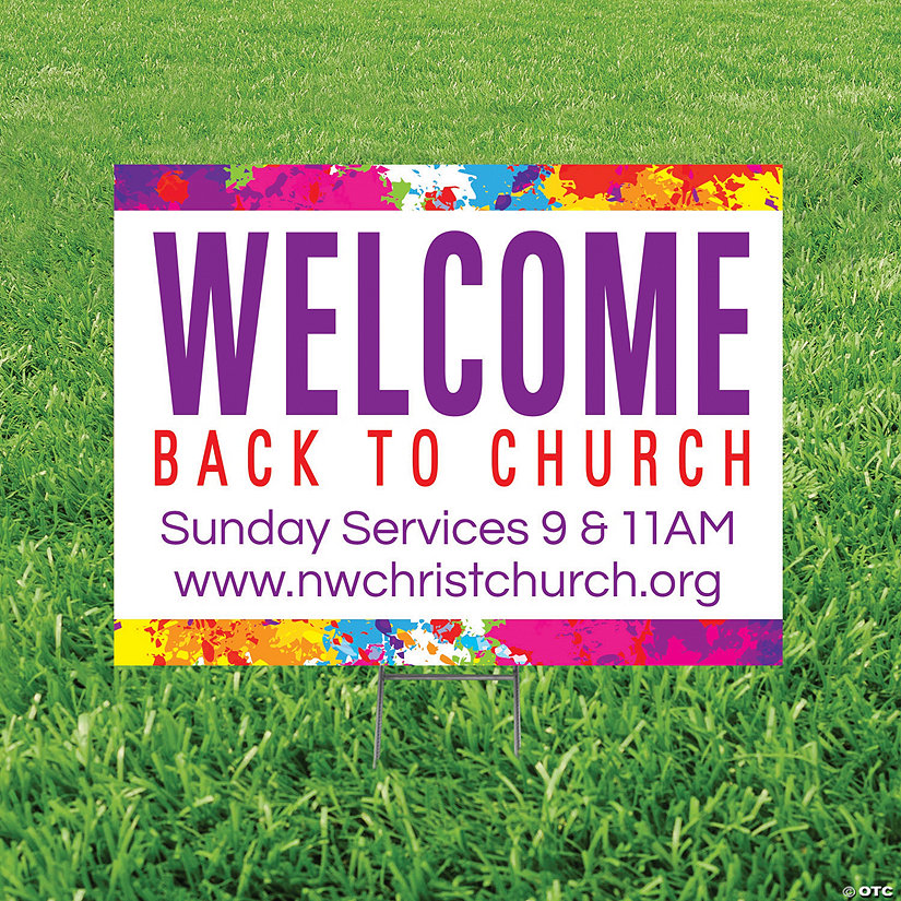Personalized 24" x 16" Welcome Back to Church Yard Sign Image Thumbnail