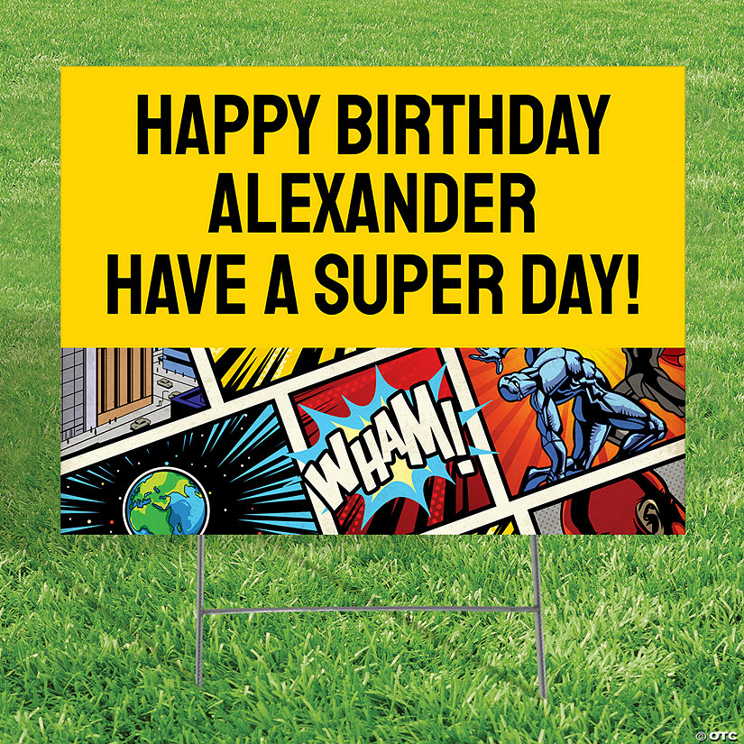 Personalized 24" x 18" Comic Superhero Yard Sign Image