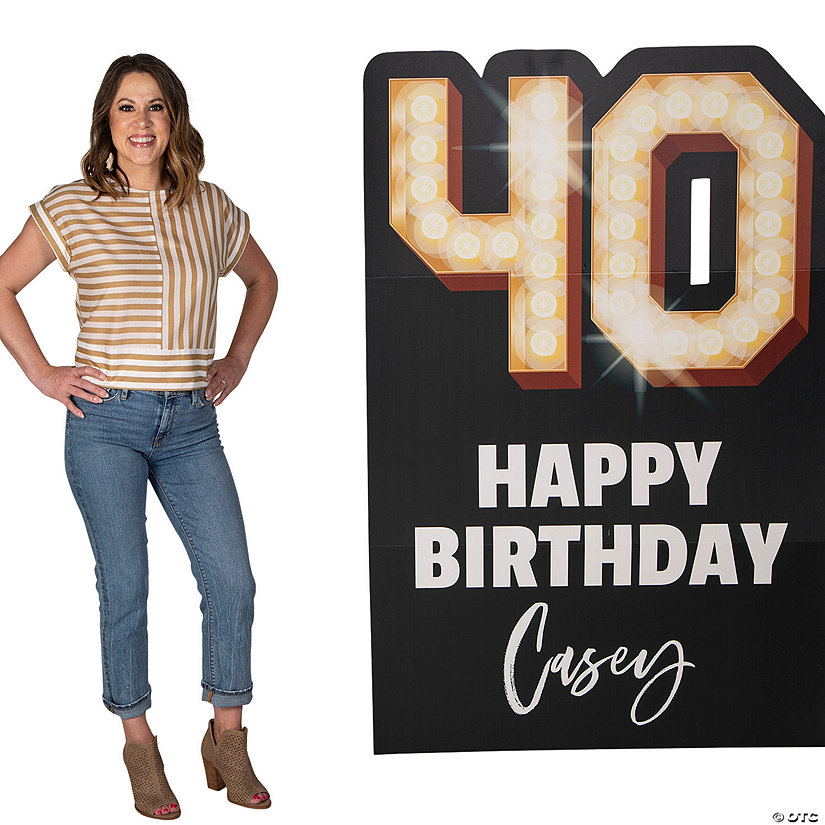 Personalized 40th Milestone Birthday Cardboard Cutout Stand-Up Image Thumbnail