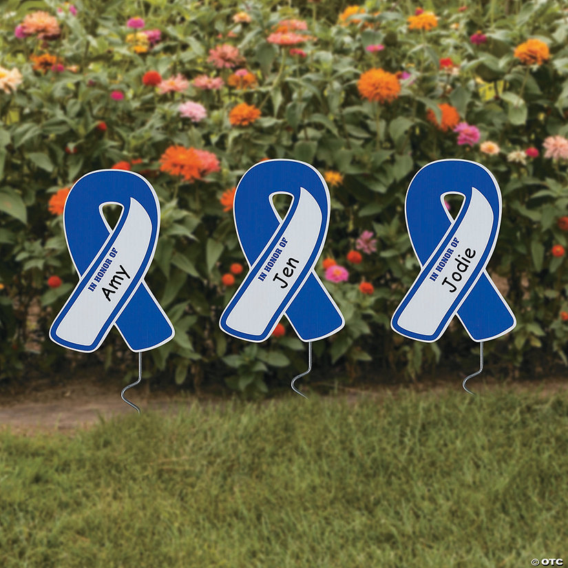 Personalized 5 1/4" x 8" Mini Awareness Ribbon Yard Signs - 6 Pc. Image Thumbnail