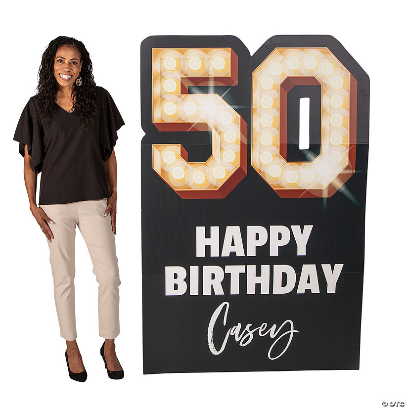 Personalized 50th Milestone Birthday Cardboard Cutout Stand-Up Image Thumbnail