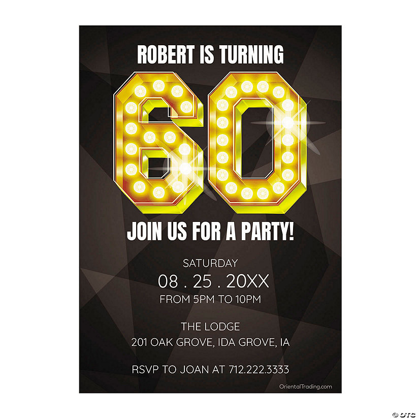 Personalized 60th Birthday Invitations - 10 Pc. Image Thumbnail