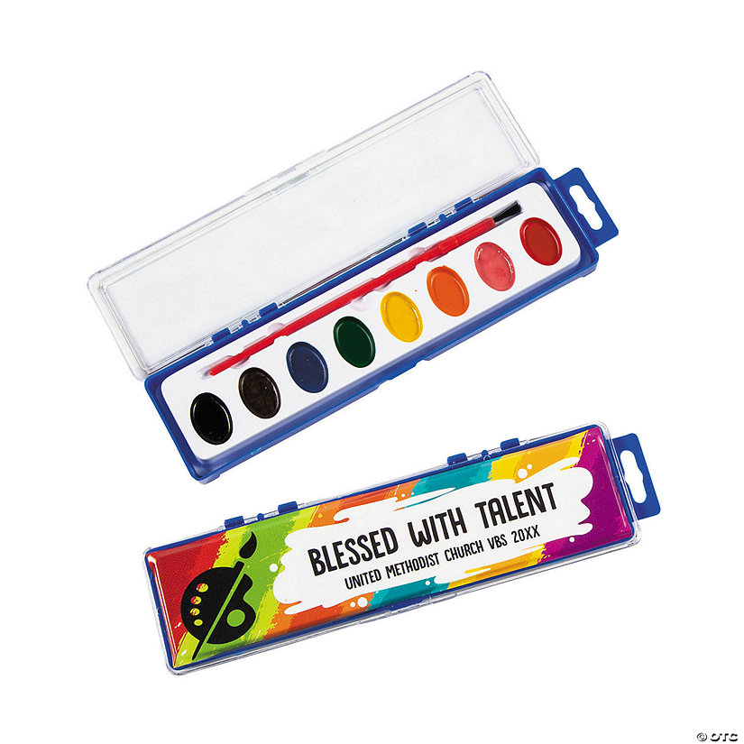 Personalized 8Color Watercolor Paint Trays 12 Pc. Oriental Trading