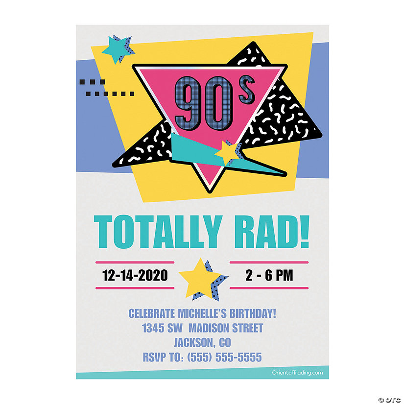 Personalized 90s Birthday Party Invitations Oriental Trading