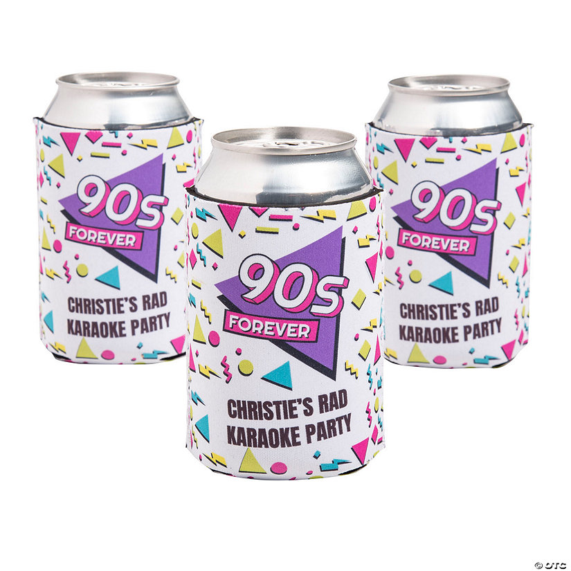 Personalized 90s Party Premium Can Coolers - 12 Pc. Image