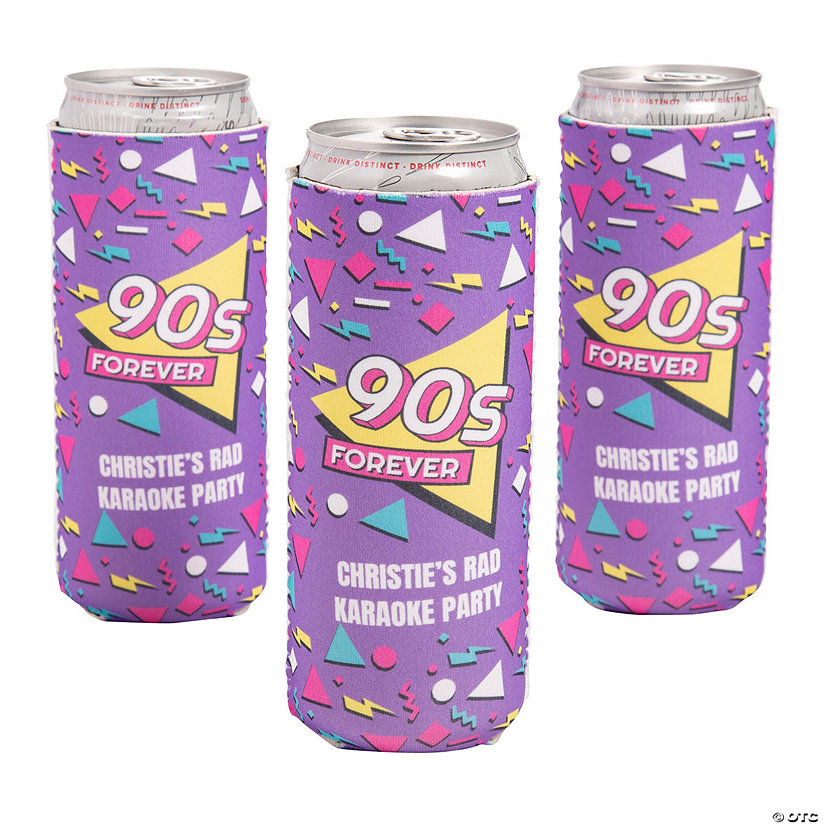 Personalized 90s Party Premium Slim Fit Can Coolers - 12 Pc. Image Thumbnail