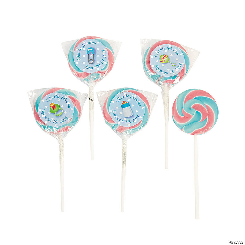 Personalized Baby Boy Swirl Lollipops - Discontinued