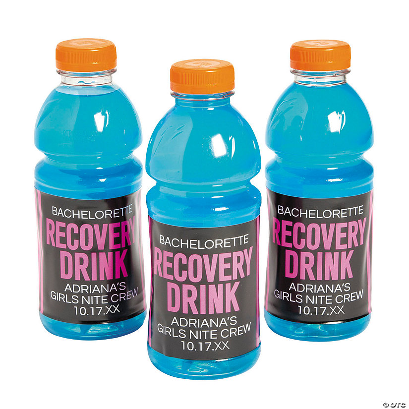Personalized Bachelorette Party Hangover Recovery Sports Drink Bottle Labels - 24 Pc. Image Thumbnail