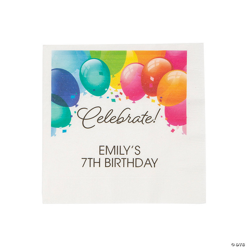 Personalized Balloon Beverage Napkins - 50 Pc. Image