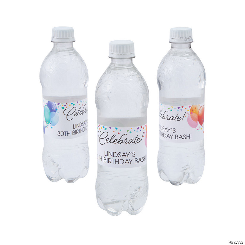 Personalized Balloon Water Bottle Labels - 50 Pc. Image Thumbnail