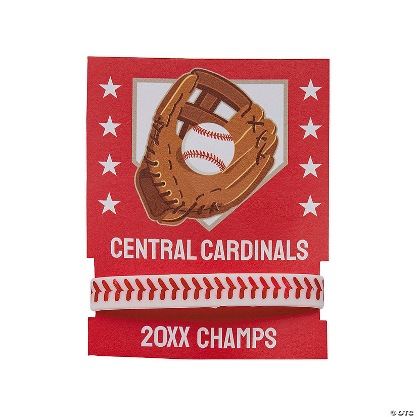 Personalized Baseball Party Bracelets with Card - 24 Pc. Image