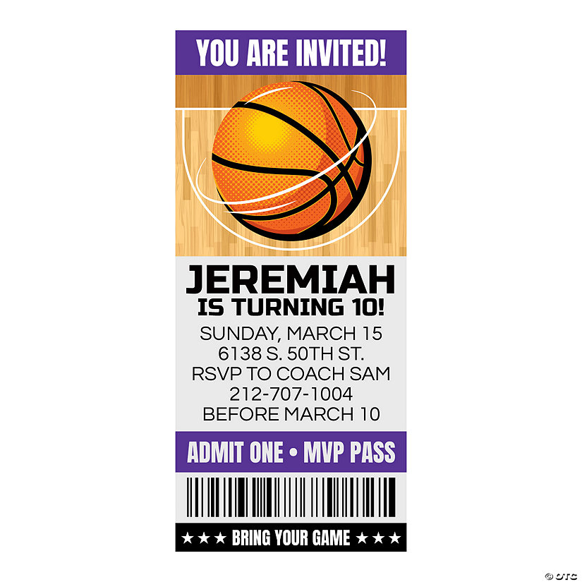 Personalized Basketball Ticket Invitations 24 Pc. Oriental Trading