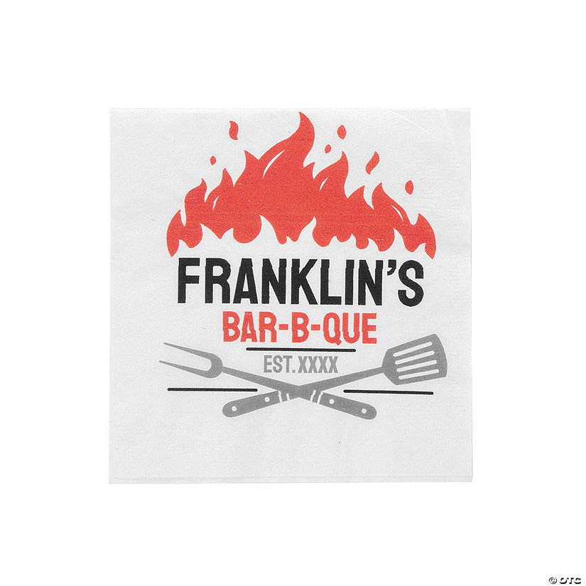 Personalized BBQ Grill Party Beverage Napkins - 50 Pc. Image