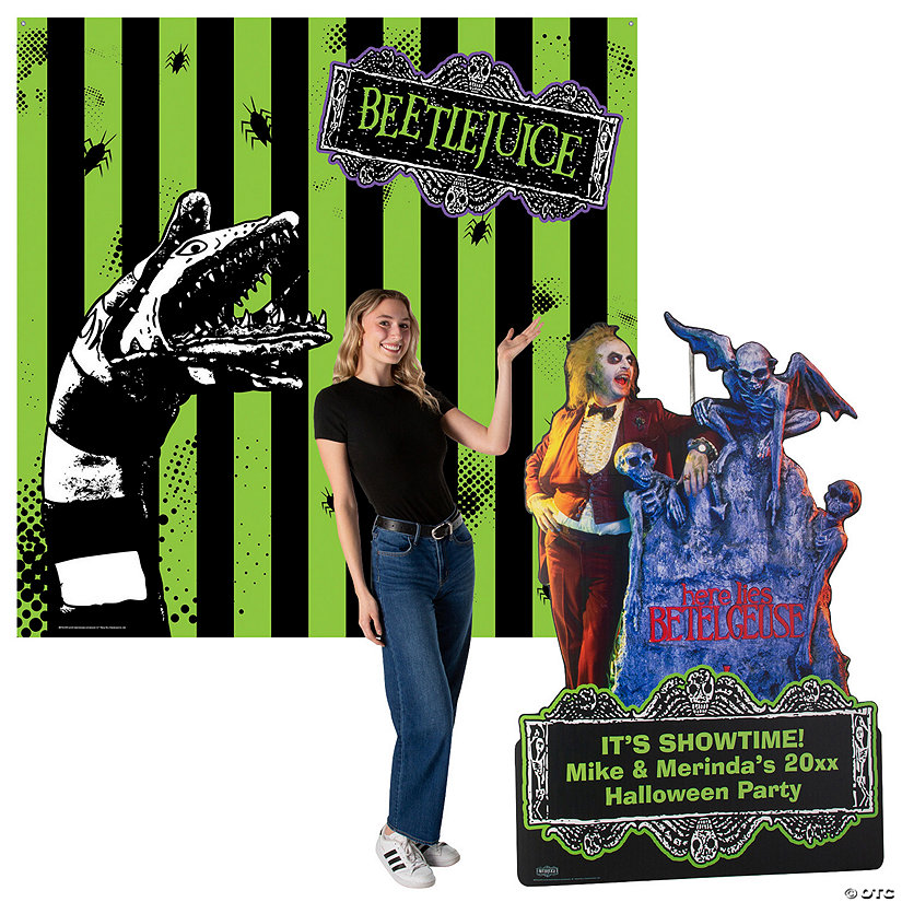 Personalized Beetlejuice&amp;#8482; Photobooth Backdrop Decorating Kit - 3 Pc. Image