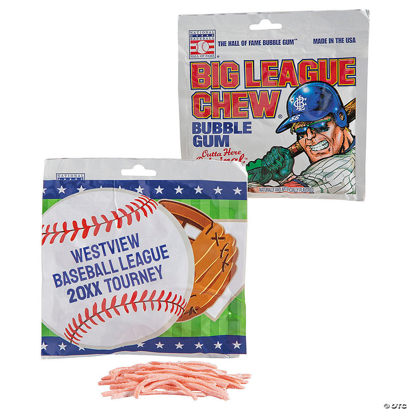 Personalized Big League Chew&#8482; Baseball Bubble Gum Pouches - 12 Pc. Image Thumbnail