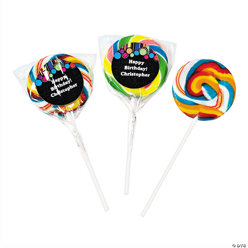 Personalized Birthday Dot Swirl Lollipops - Discontinued