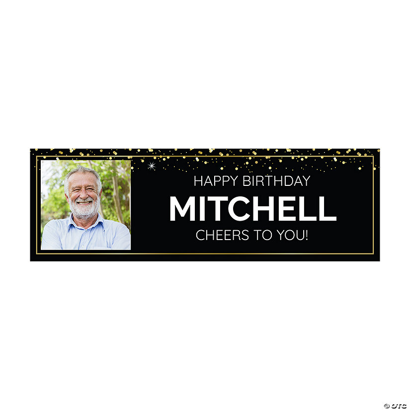 Personalized Black & Gold Photo Banner - Small Image Thumbnail