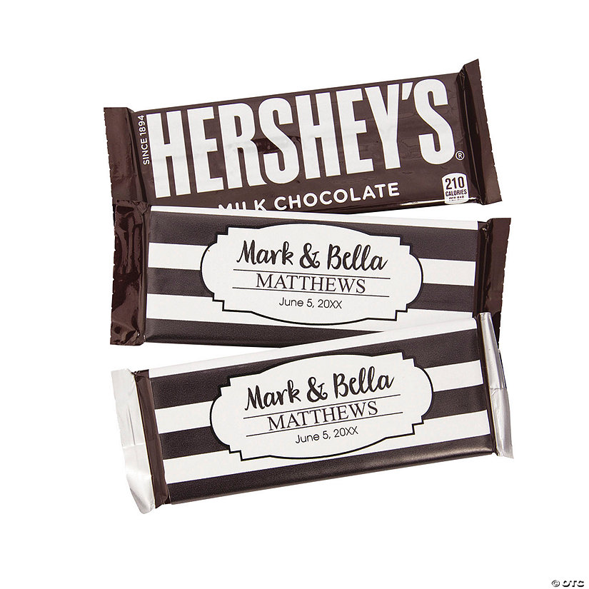 Personalized Black & White Stripe Candy Bar Sticker Labels - 12 Pc. Image Thumbnail