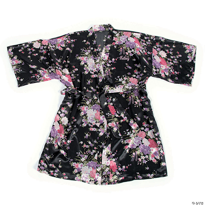 Personalized Black Floral Robe Image Thumbnail