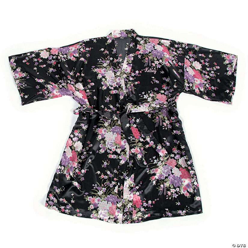 Personalized Black Floral Robe Oriental Trading